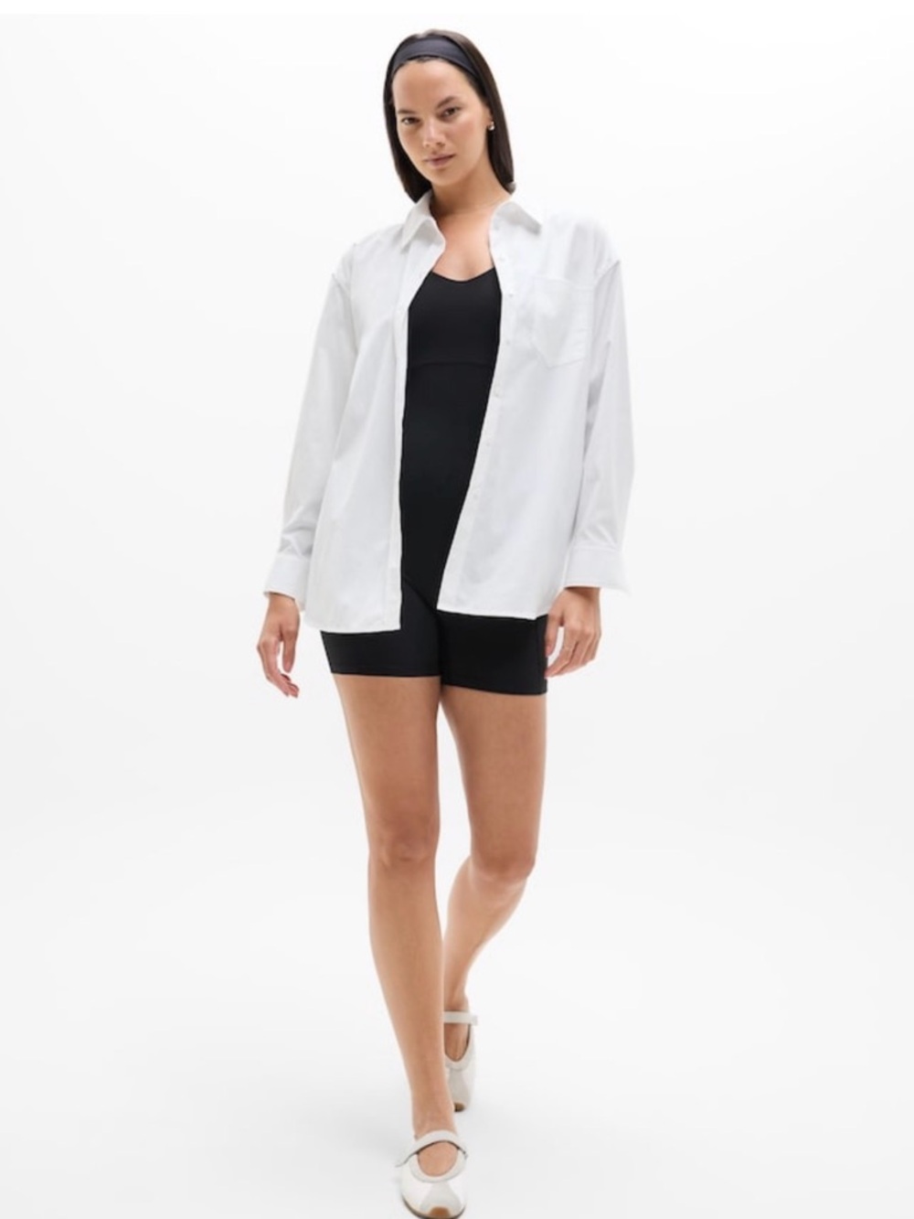 Athleta Midtown Button-Down Wicking Shirt, Size M